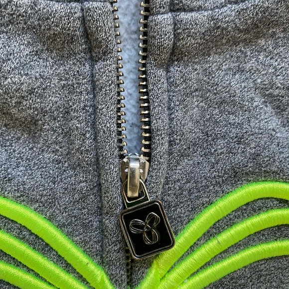 TNA Sportswear Gray Full Zip Hoodie Neon Green Logo Size Small - Picture 7 of 9